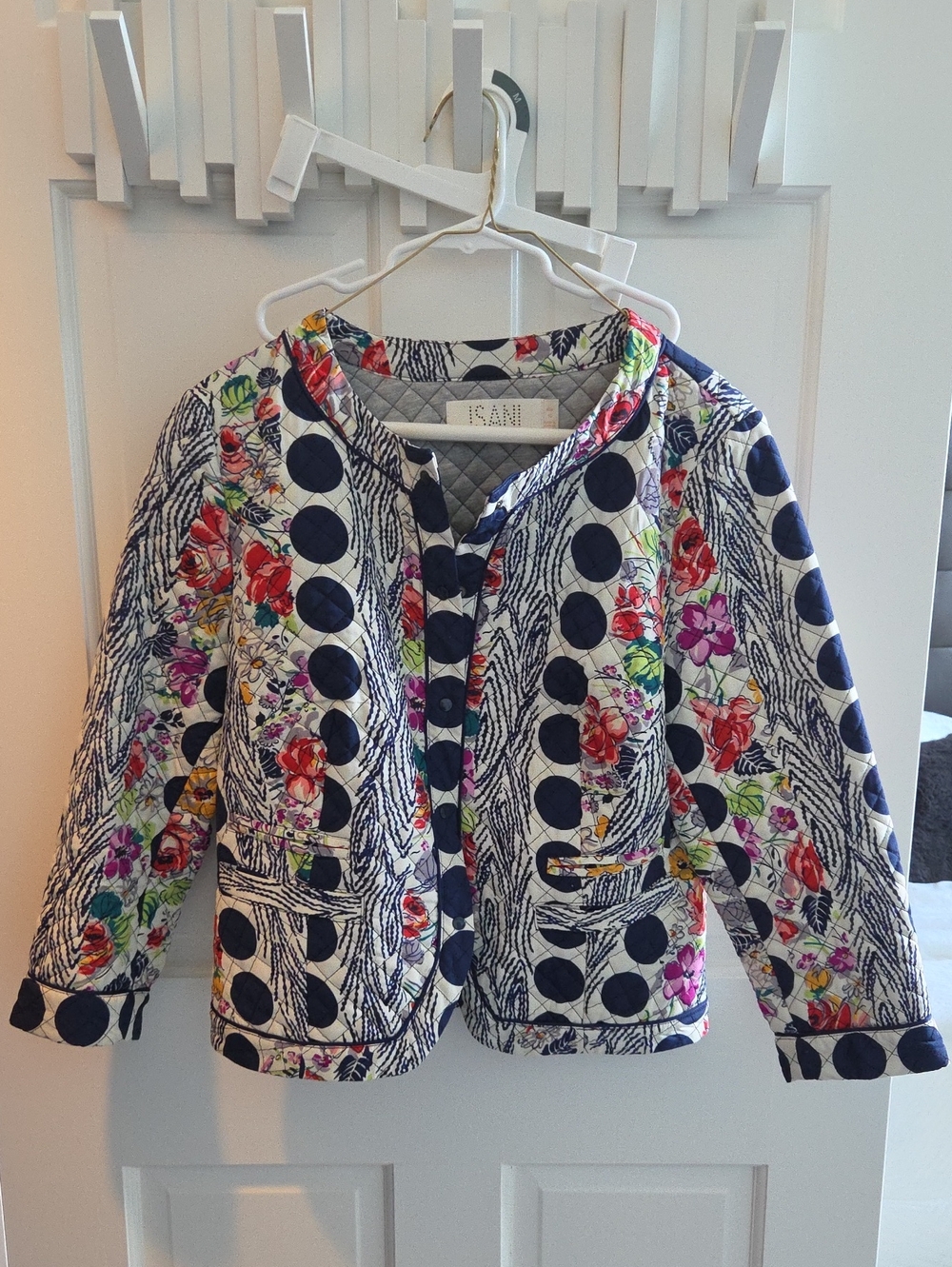 Isani Floral Dot Quilted Jacket - Navy & Multi